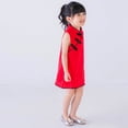 thumbnail image 3 of Summer Little Girls Classic Cheongsam Child Sleeveless Chinese Qipao Dress, Red, 3 of 12