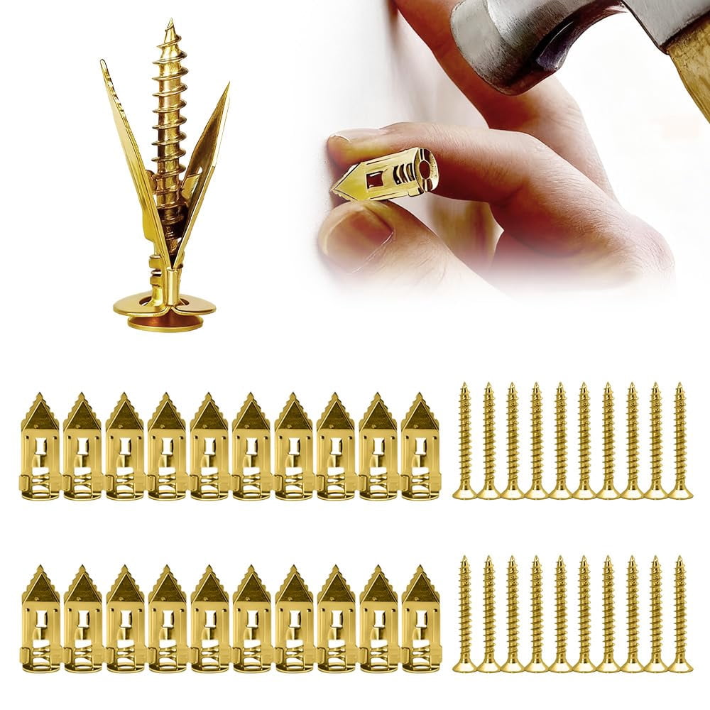 Self Drilling Drywall Anchors with Screws Kit, Upgraded Self-Drilling Anchors Screws, Direct Insertion Expansion Screw Easy Application No Drill or Holes in Wall (A-10Pcs, 0.47 * 1.37 inches)