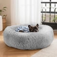 thumbnail image 2 of Zephypaws 27" Donut Cuddler Pet Bed for Cats & Small Dogs, Anti-Anxiety Round Bed with Raised Rim, Fluffy Faux Fur Plush Cushion, Orthopedic & Washable Calming Nest, Light Gray, 2 of 8