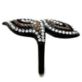 thumbnail image 4 of Luxe Jewelry Designs Women's IP Black Stainless Steel Ring with Smoked Quartz and Clear Crystals -, 4 of 4
