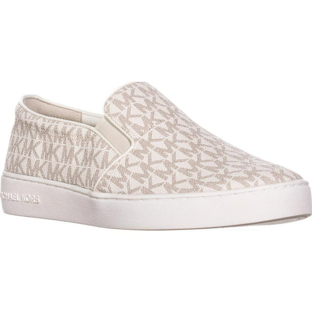 Womens MICHAEL Michael Kors MK Signature Keaton Slip On Sneakers, Vanilla  Logo 