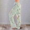thumbnail image 2 of Easter Pajamas Women Stretch Waist Wide Leg Trendy Pjs Cute Easter Egg Print Comfy Drawstring Pants (Mint Green,M), 2 of 5