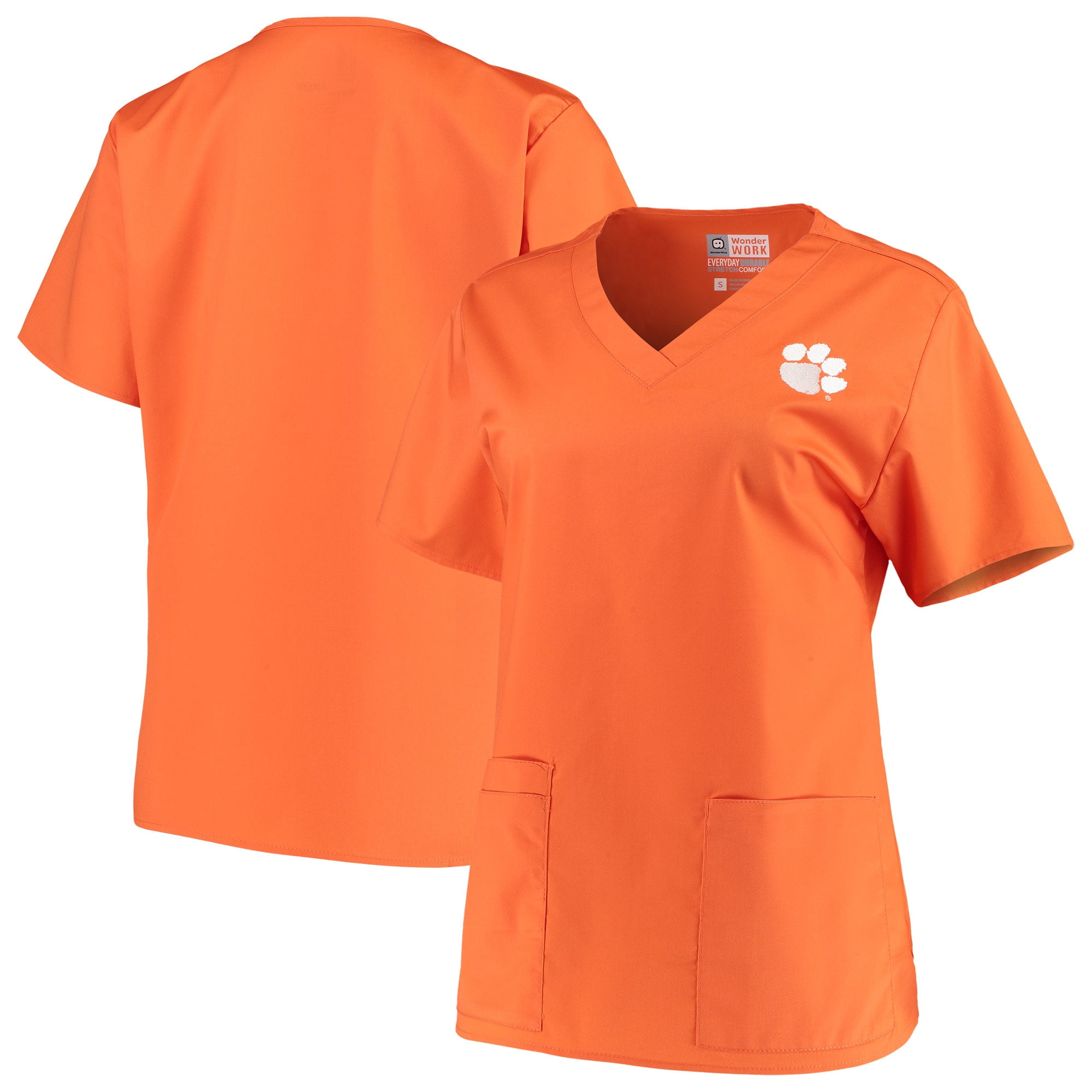 Clemson Tigers Women's VNeck Scrub Top Orange