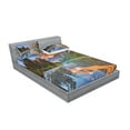 thumbnail image 2 of Ambesonne Nature Fitted Sheet & Pillow Sham Set, Canadian Mountains, Queen, Multicolor, 2 of 2