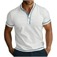 thumbnail image 3 of Yaoyar Mens Solid Color Short Slim Fit Sleeved Stand Up Collar Zipper Casual Sports Top T-shirt Classic Short Sleeve Contrast Collar, 3 of 6