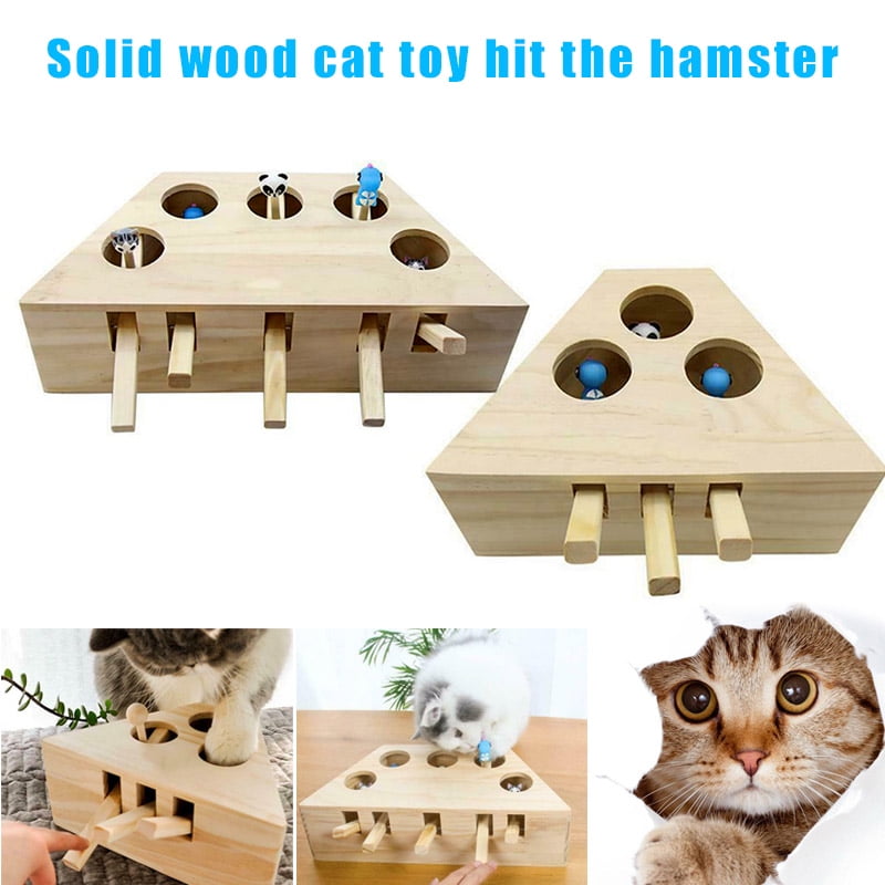 Ceepko Cat Toys,Puzzle Box,Interactive Cat Toy,Cat Toy Mouse,Cat Toy Box Hide and Seek,Wooden Puzzle Box Whack A Mole Mice,Funny Gift for Cats