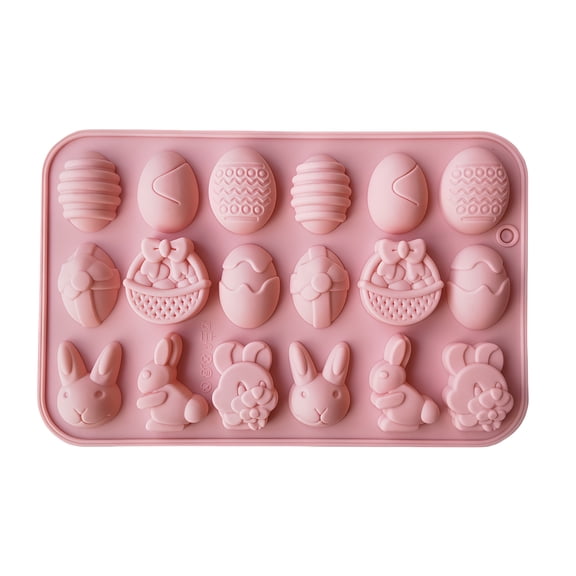 2. Reusable Silicone Easter Mold 18 Cavities Bunnies Eggs Shape, Dishwasher Safe Non-Stick for Desserts, Chocolate