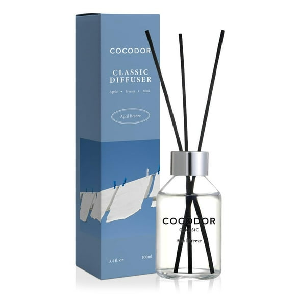COCODOR Classic Reed Diffuser/April Breeze/3.4oz(100ml)/1 Pack Fragrance Scent Essential Oil Stick Diffuser Set for Bedroom Bathroom Home Décor
