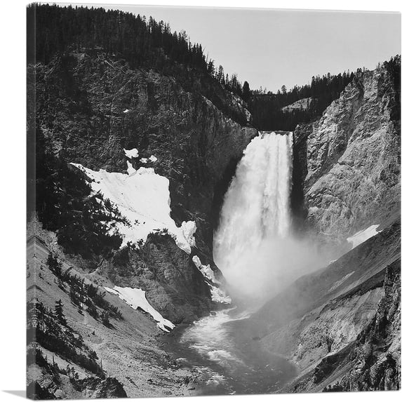 ARTCANVAS Yellowstone Falls - Yellowstone - Wyoming Canvas Art Print by Ansel Adams - Size: 26" x 26" (0.75" Deep)
