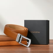 Sendefn Mens Leather Belt Automatic Ratchet Buckle Slide Belt for Dress Casual Trim to Fit with Gift Box