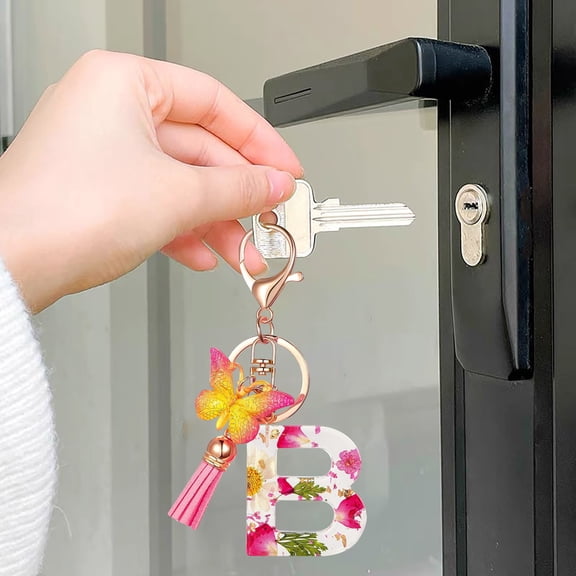 Tuvgenk initial keychain Gift women keychain B car Multicolor Plastic key ring for friend