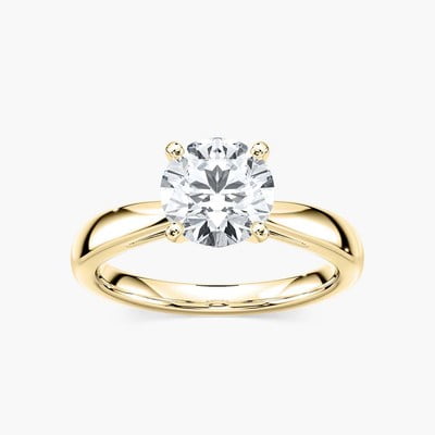 1ct-2.5ct CVD Lab Grown Diamond Solitaire Engagement Ring in 18K Yellow Gold