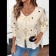 thumbnail image 5 of Suéter Tipo Cárdigan con Lazo en la Parte Delantera y Estampado de Corazones para Mujer, Prenda Exterior de Punto de Larga. Albaricoque L, 5 of 10