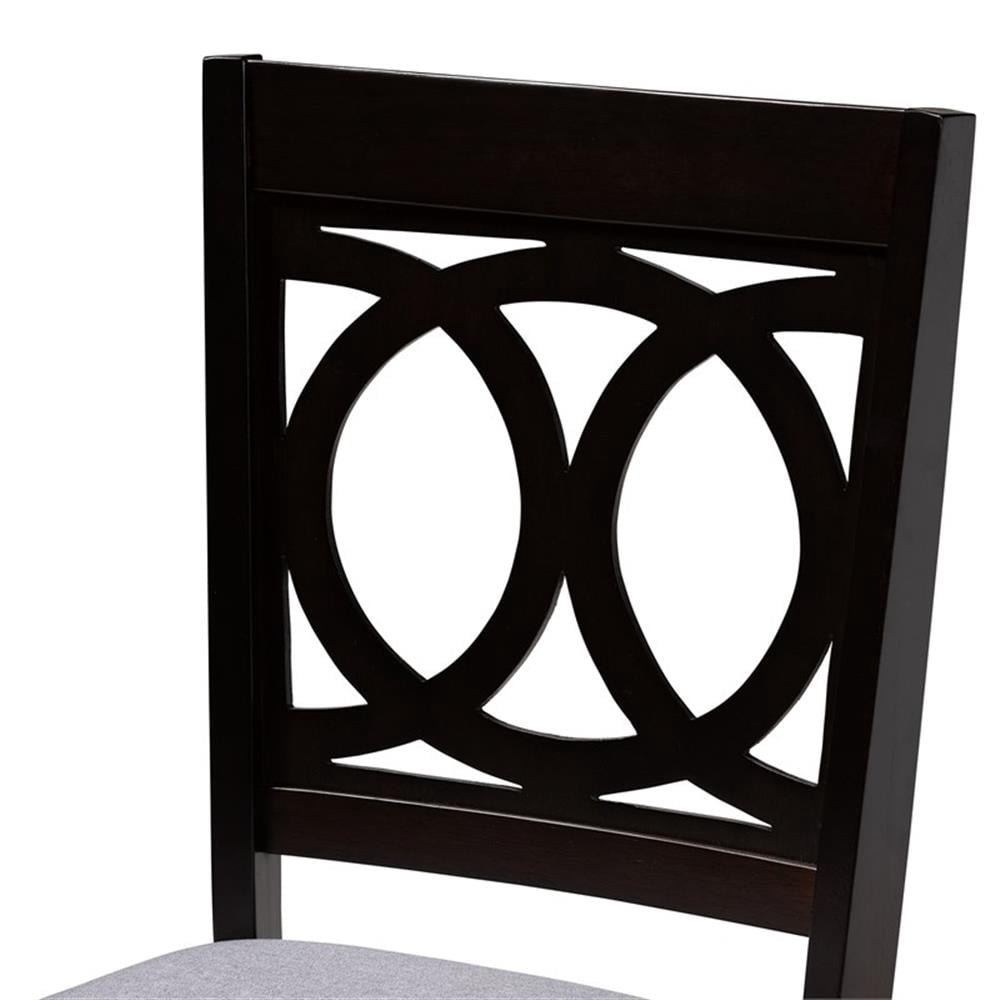 Baxton Studio Lenoir Fabric and Wood Dining Chairs in Gray and Brown (Set of 4)