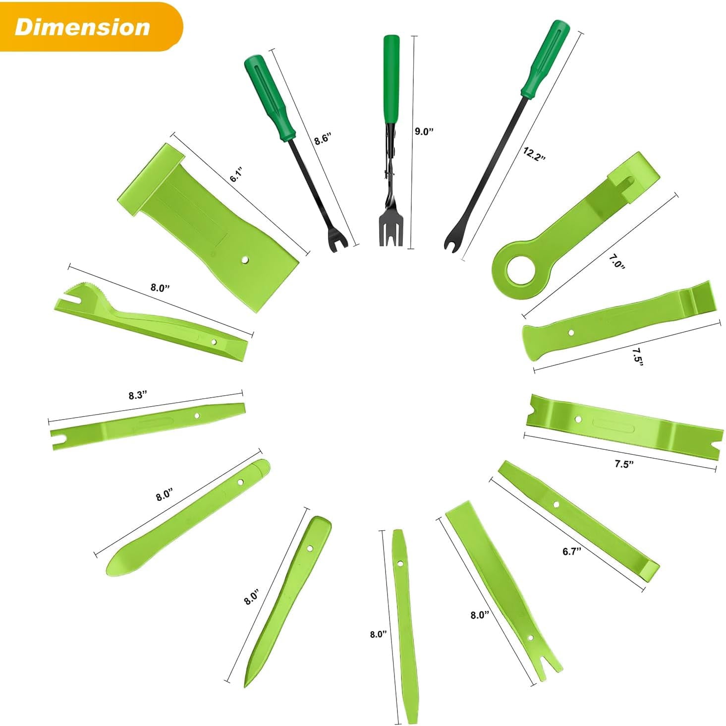 GOOACC 40Pcs Trim Removal Tool,Auto Terminal Removal Key Tool,Auto Clip Pliers Stereo Removal Tools,Car Upholstery Repair Removal Kit,Precision Hook and Pick Set,Wiring Threader,Car Film Scrape-Green