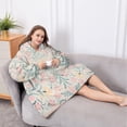 thumbnail image 5 of Oversized Wearable Blanket Hoodie,Pink Floral Pattern Sherpa Blanket Hoodie with Super Pockets,Super Warm Fuzzy Pullover for Women & Men, 5 of 6