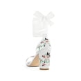 thumbnail image 4 of BLISSFUL STEP Edition Women's Satin Floral Print Block Heel Sandals White 7, 4 of 8