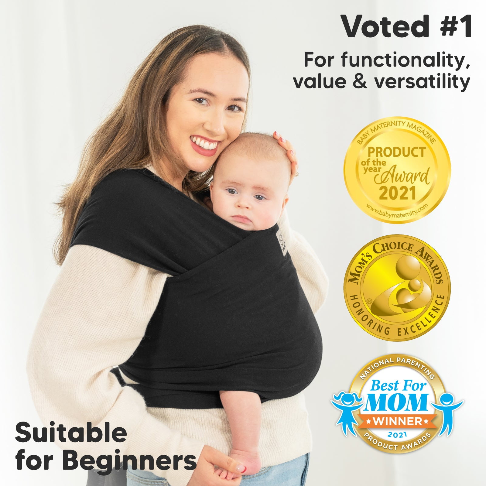 KeaBabies Original Baby Wraps Carrier, Baby Sling Carrier for Newborn Boy, Girl up to 35lbs