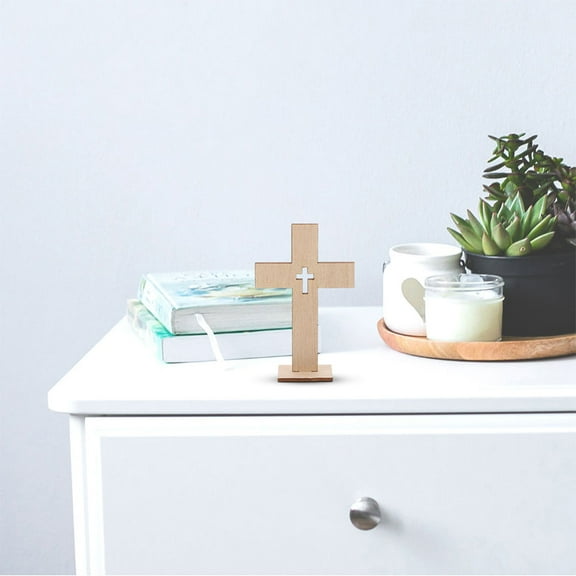 HOMOBABE 12Pcs Wooden Crosses for Crafts Unfinished Wood Crosses Tabletop Centerpieces Beige 11.8x7.9x1In