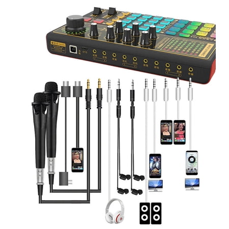 Live Streaming Voice Changer Sound Mixer Bluetooth Audio Sound Card Mixer Board