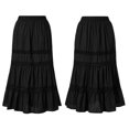 thumbnail image 3 of Falda Larga Falda con ribete de encaje para mujer, falda de verano con forma de A, traje de vacaciones (negro L) Cgtredaw para Mujer Negro T M, 3 of 9