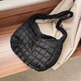 thumbnail image 4 of Bolso con asa superior con diseño de celosía Universal bolso de hombro para mujer con edredón sólido bolso de viaje de calle de gran capacidad, 4 of 7