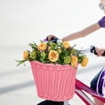 thumbnail image 5 of Kids Handlebar Bike Basket Imitation Rattan Hand Woven Basket Stylish for Children Detachable Accessory Pink, 5 of 9