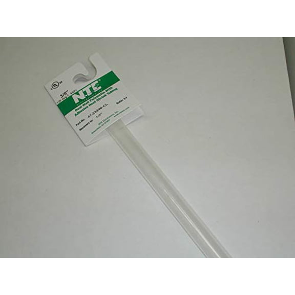 NTE Electronics 47-23348-CL Heat Shrink Tubing, Dual Wall with Adhesive, 3:1 Shrink Ratio, 3/8" Diameter, 48" Length, Clear - 47-23348-CL