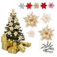 thumbnail image 3 of Travelwant 6Packs Christmas Poinsettia Decorations Glitter Poinsettia Flowers Christmas Tree Flowers Red Gold White Silver for Xmas Tree Ornaments, 3 of 8