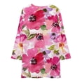 thumbnail image 3 of Watercolor Flowers Pink Fuchsia Loose Dress Evening Dress Summer Dresses for Women Luxury Dress Long Sleeved Dress, 3 of 4