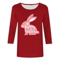 thumbnail image 4 of RKSTN Womens Tops Easter Cute Bunny Printed Loose Fit Tops Round Neck 3/4 Sleeve Spring Summer Soft Blouse Tops, 4 of 4
