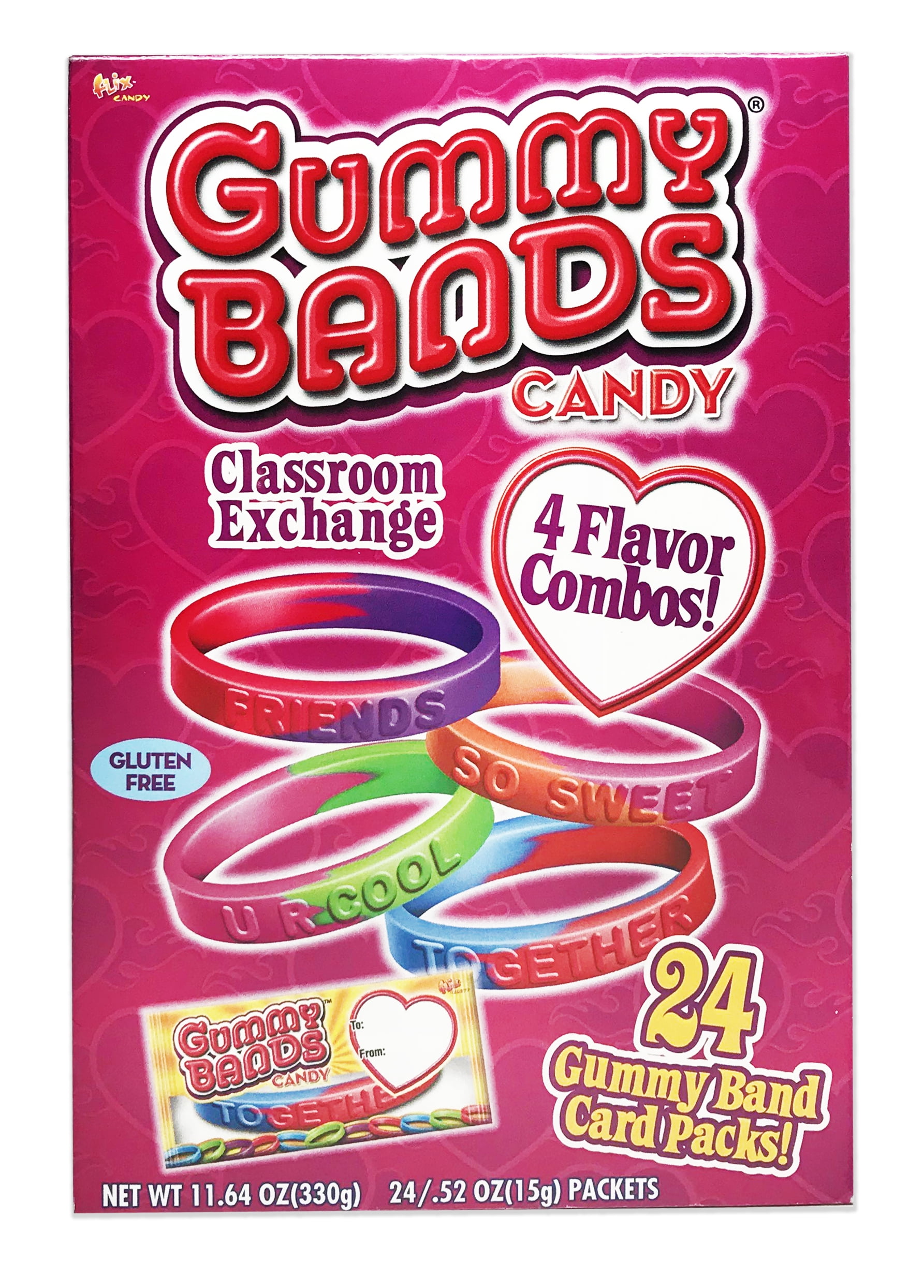 Flix Candy Gummy Bands Candy, 12.69 Oz., 24 Count