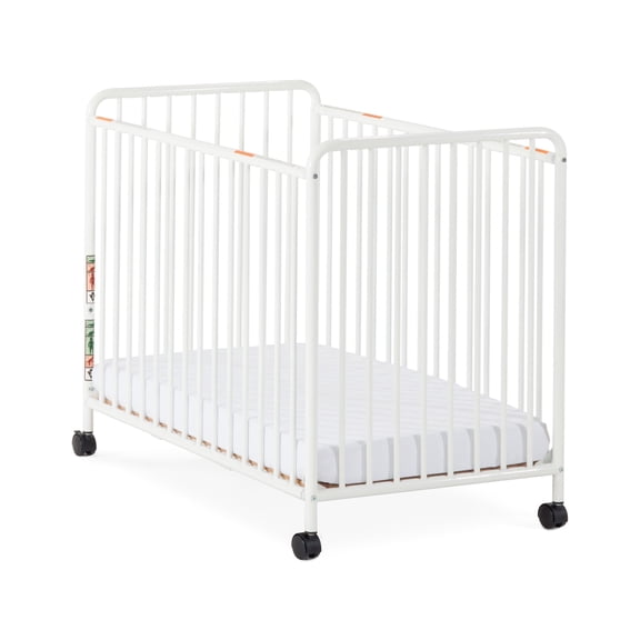 Child Craft Siesta Non-Folding Portable Crib with 2" Mattress, Durable Metal Frame, White