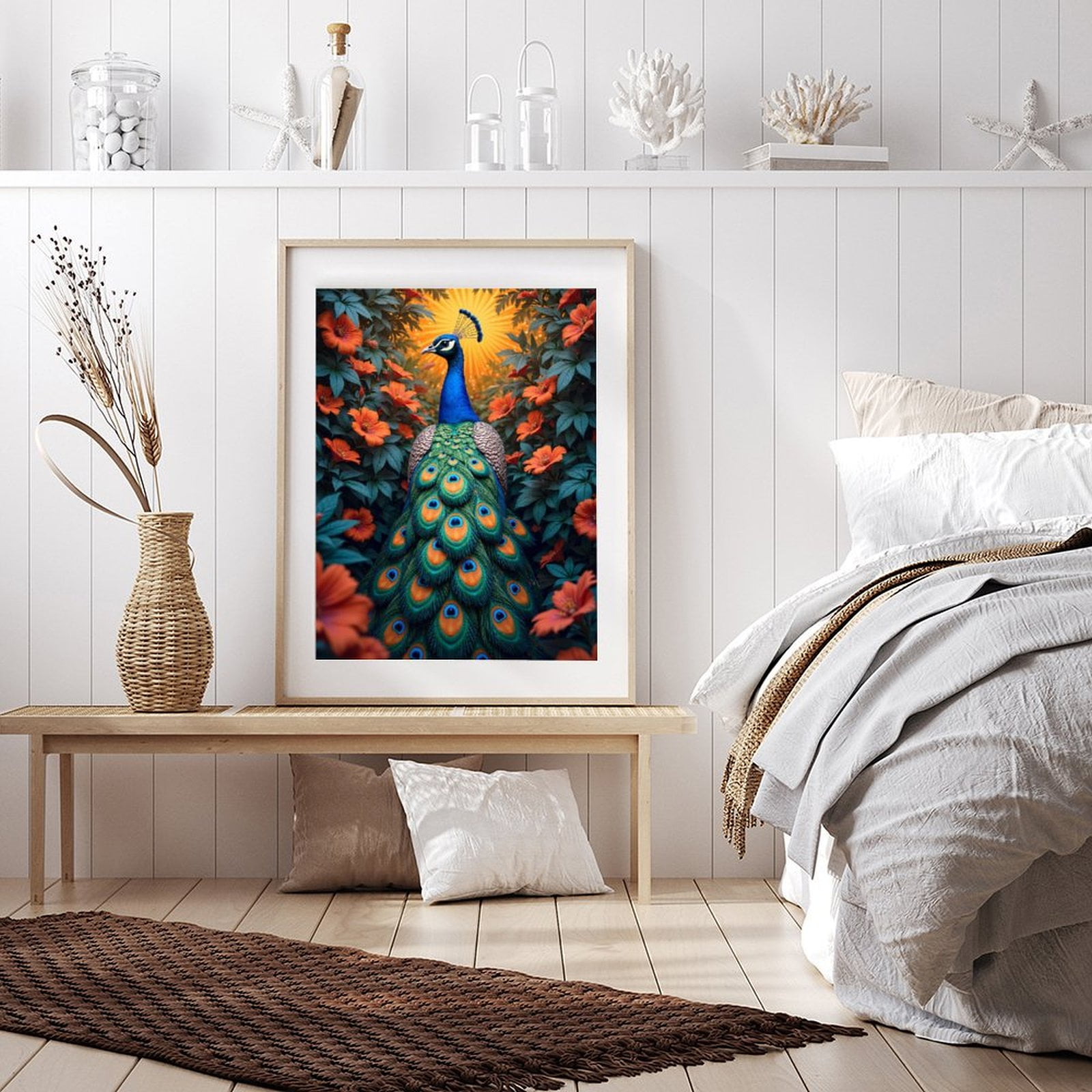 Diamond Art Kits for Adults - 5d Peacock Amidst Vibrant Blossoms Diamond Painting for Adults, Diamond Art for Adults Beginners, Diamond Painting Kits for Adults for Home Wall Decor