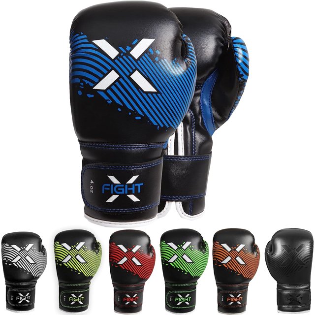 Fightx Guantes De Boxeo Para Niños De 3 A 8 Años, 4 6 Oz, Entrenamiento Mma, Guantes De Boxeo Para Niños Y Niñas, Kickboxing, Para Entrenamiento, Saco De Boxeo, Muay Thai Mma (Azul, 6 Oz)