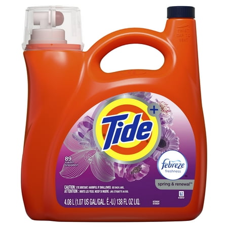 Tide Liquid Laundry Detergent with Febreze Freshness, Spring & Renewal, 89 Loads 138 fl oz