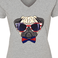 thumbnail image 4 of Inktastic Pug Dog July 4th Patriotic Sunglasses Women's V-Neck T-Shirt, 4 of 5