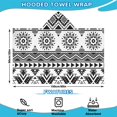 thumbnail image 2 of Black Geometric Striped Pattern Hooded Bath Towel，60"x35" for Ages 3 To 12 Kids, Quick Dry Lightweight Soft Microfiber Hood Beach Towel Cover Up for Kids, 2 of 7