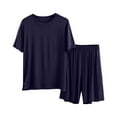 thumbnail image 2 of Pijama fino para hombre, conjunto de pijama para estar en casa, pantalones cortos holgados de manga corta, conjunto de pijama para hombre, conjunto de dos piezas, 2 of 9