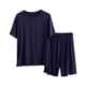 thumbnail image 2 of Pijama fino para hombre, conjunto de pijama para estar en casa, pantalones cortos holgados de manga corta, conjunto de pijama para hombre, conjunto de dos piezas, 2 of 9