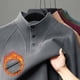 thumbnail image 3 of Blusa y camisa de manga larga con cuello alto para hombre, informal, de color liso, con botones, cuello alto, capa inferior, abrigo de poliéster de manga larga para hombre, 3 of 4