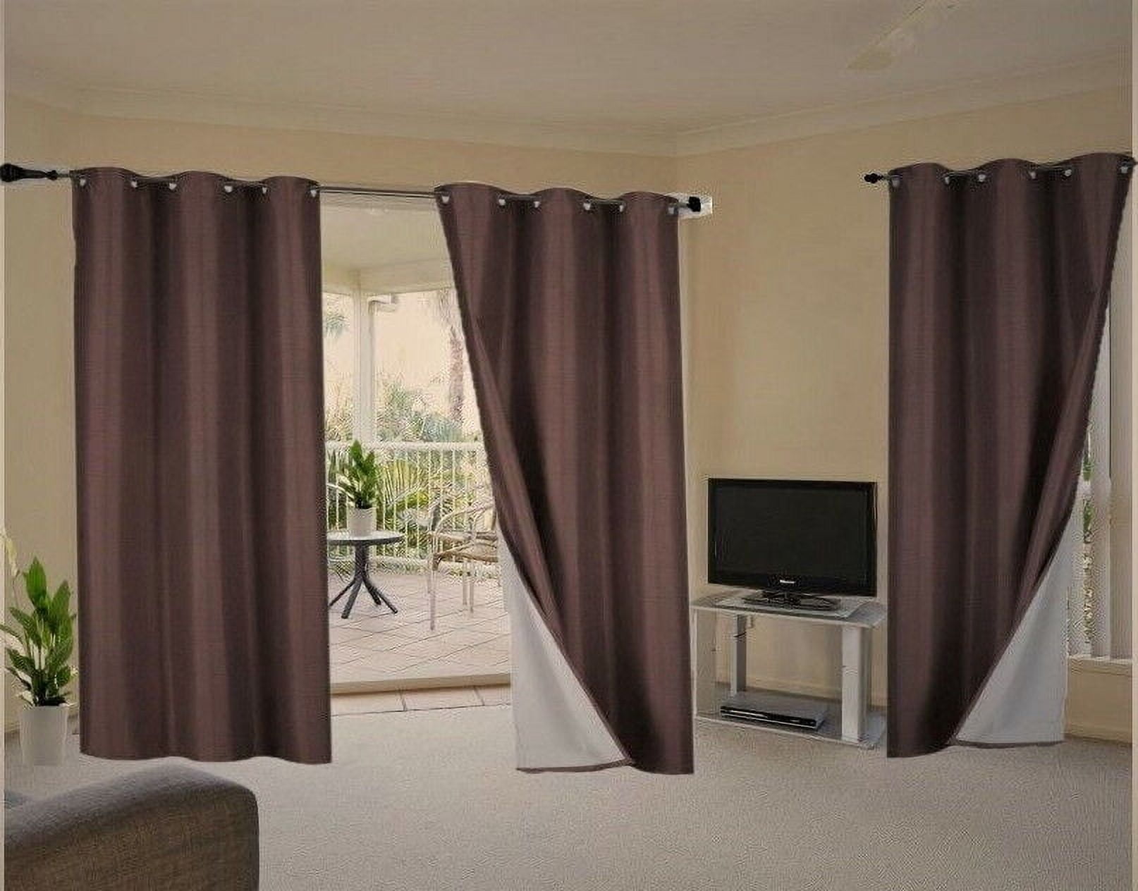 100% Full Room Darkening Adam Blackout Faux Silk Window Curtain 2 Panels Grommets For Bedroom, Living Room 37 inch X 84 inch Black Color