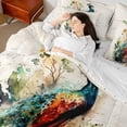 thumbnail image 4 of Homewish Animal Peacock Bedding Comforter Set 7-Piece for Teens,Retro Vintage Aesthetic King Bedding Sets,Abstract Watercolor Art Ultra Soft Bed Sheets,Microfiber Bedroom Decor,Reversible, 4 of 8
