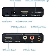 HDMI eARC ARC Audio Converter,24bit/192KHz Audio Sampling Rate,ARC Audio Return, HD 5.1 and HD 7.1 Channels,RCA 3.5mm Audio Converter,Supports eARC & ARC inputs