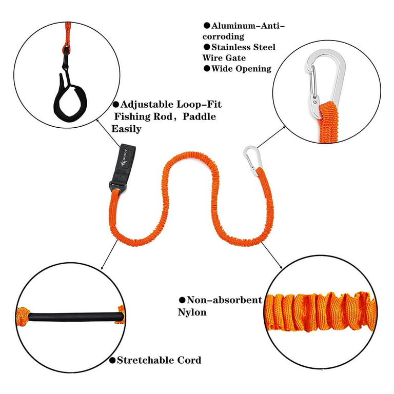 Elastic Kayak Paddle Leash Adjustable With Safety Hook Fishing Rod Pole  Coiled Lanyard Cord Tie Rope Rowing Boat Accessories W3R1 