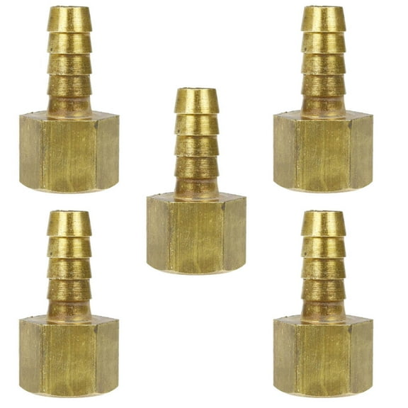 3/8" x 3/8" Hose Barb x Female Adapter 5 Pack Solid Brass Connector 221EEE-5Pack