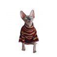 thumbnail image 2 of HEVIRGO Chemise pour Animaux de Compagnie à Col Haut Chat à Manches Courtes à Manches Courtes Vêtements à Rayures pour l'Automne Hiver, Rouge XS, 2 of 10