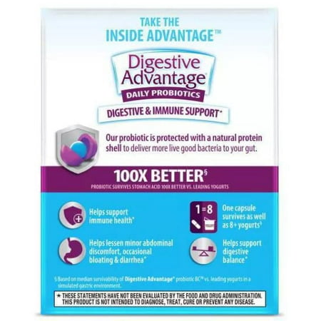 Digestive Advantage Daily Probiotic Capsules, 30 ct (Pack of 2)
