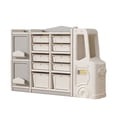 thumbnail image 3 of Multilayer Storage Cabinet Children Floor Shelf Toy Building Blocks Picture Book Clutter Storage Organizer for Bedroom Playroom Grey, 3 of 7