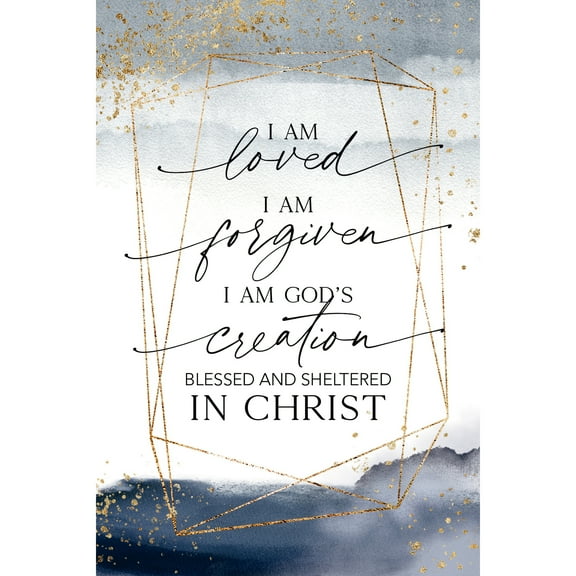 I Am Loved Wood Plaque with Inspiring Quotes 6x9 - Vertical Frame Wall & Tabletop Decoration | Easel & Hanging Hook | I am loved. I am forgiven. I am God's creation. Blessed and sheltered in Christ